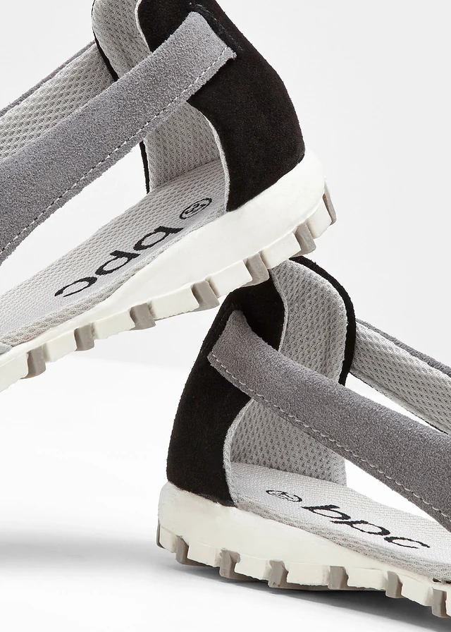 Ballerines en cuir velours, Couleur: noir/gris pierre