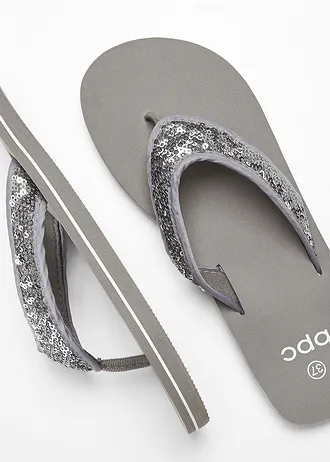 Mules entredoigt avec sequins • gris • Boutique bonprix