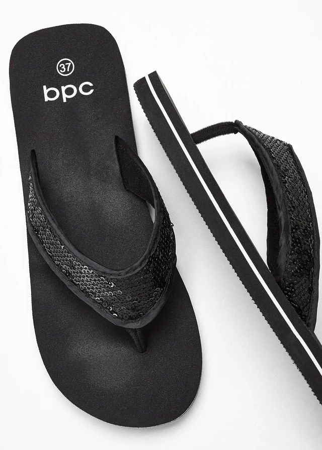 Mules entredoigt avec sequins, Couleur: noir