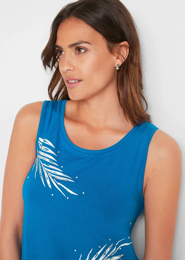 Longtop • azuurblauw-zilver met print • product-page.page-title-suffix
