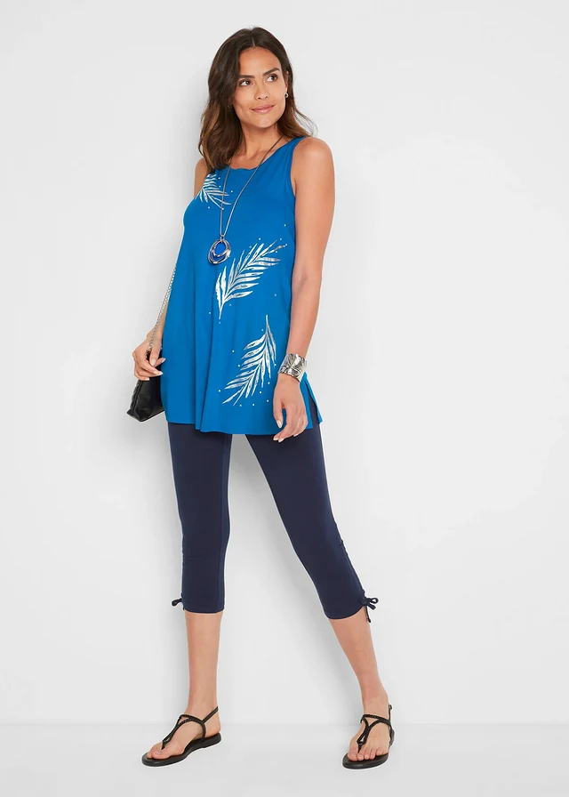 Longtop • azuurblauw-zilver met print • product-page.page-title-suffix