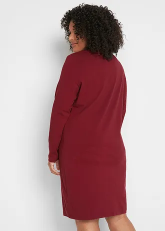 Accentuerende jersey jurk (set van 2), Kleur: antraciet gemêleerd+robijnrood