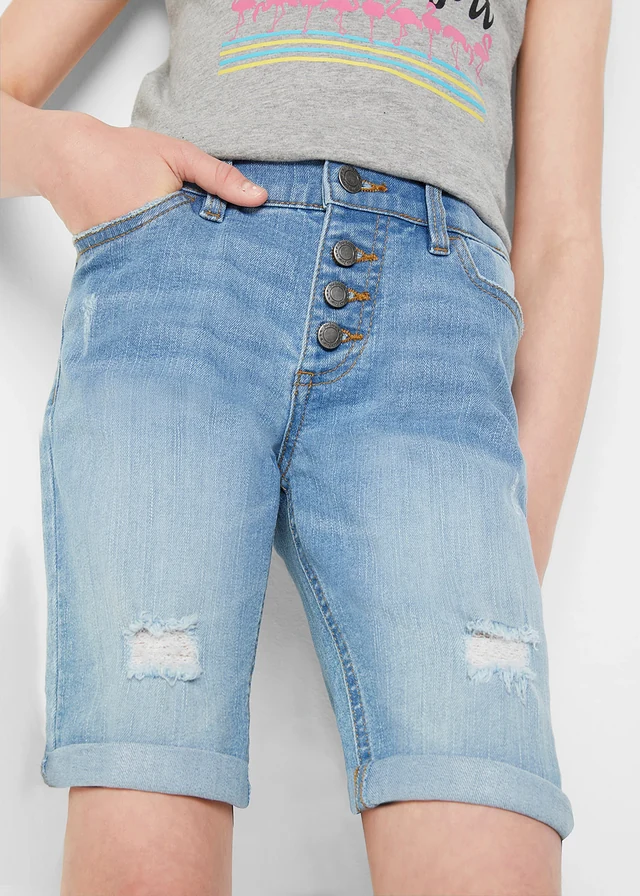 Short en jean extensible taille mi-haute • bleu bleached • product-page.page-title-suffix