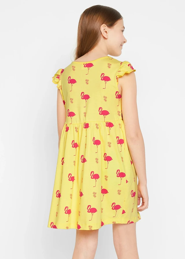 Meisjes zomerjurk (set van 2) van biologisch katoen, Kleur: lichtlimoen+hibiscuspink