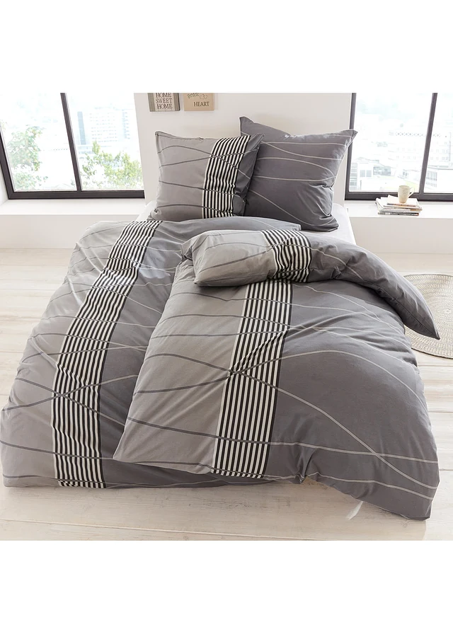 Parure de lit en linon, Couleur: gris