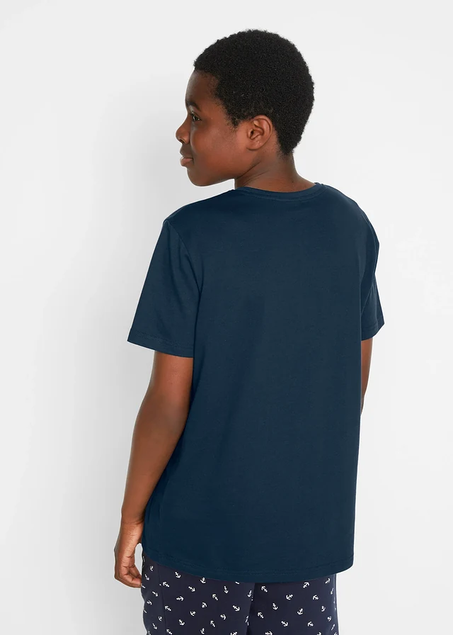 T-shirt in moderne kleuren, Kleur: donkerblauw