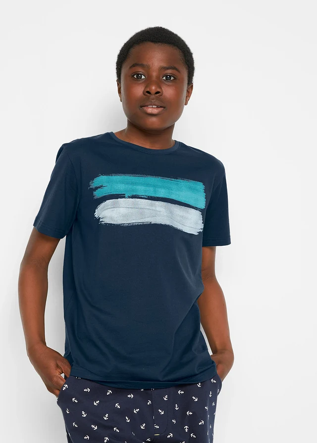 T-shirt in moderne kleuren, Kleur: donkerblauw