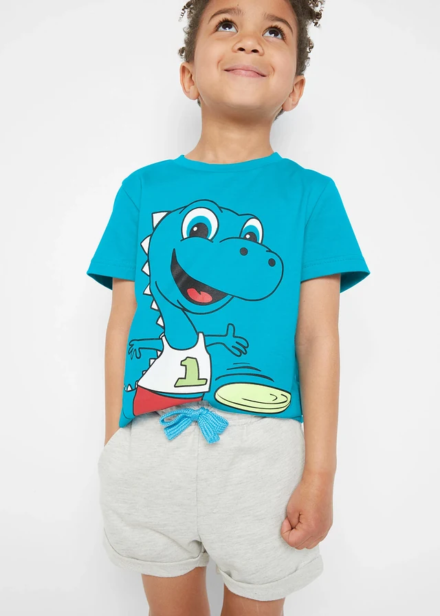 T-shirt et short (ens. 2 pces) • turquoise + écru chiné • product-page.page-title-suffix