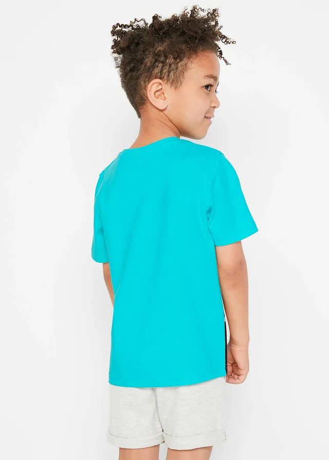 Kinderen T-shirt (set van 2) van biologisch katoen, Kleur: aqua+gletsjerblauw