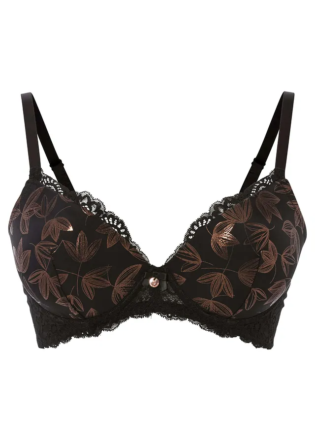 Vyztužená podprsenka s kosticemi a lesklým efektem • černá - měděná • bonprix obchod