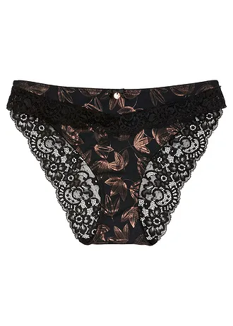 Slip met glans, Kleur: zwart - koperkleur