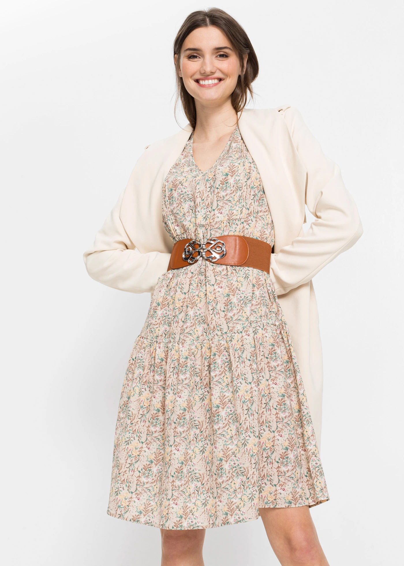 Široký strečový pásek • koňakovo-stříbrné tóny • bonprix obchod