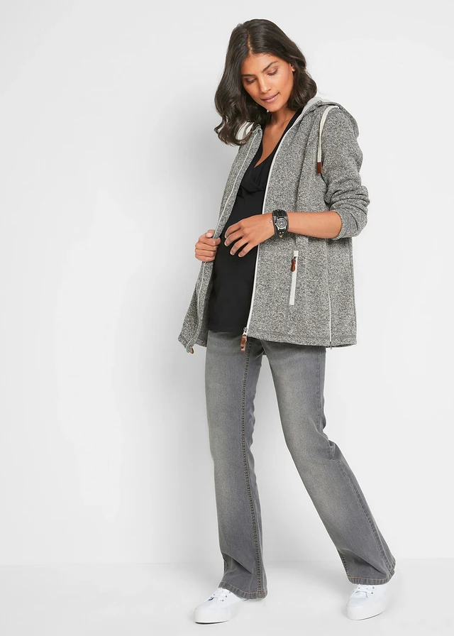 Veste de grossesse et de portage en polaire, Couleur: gris ardoise/argenté mat chiné