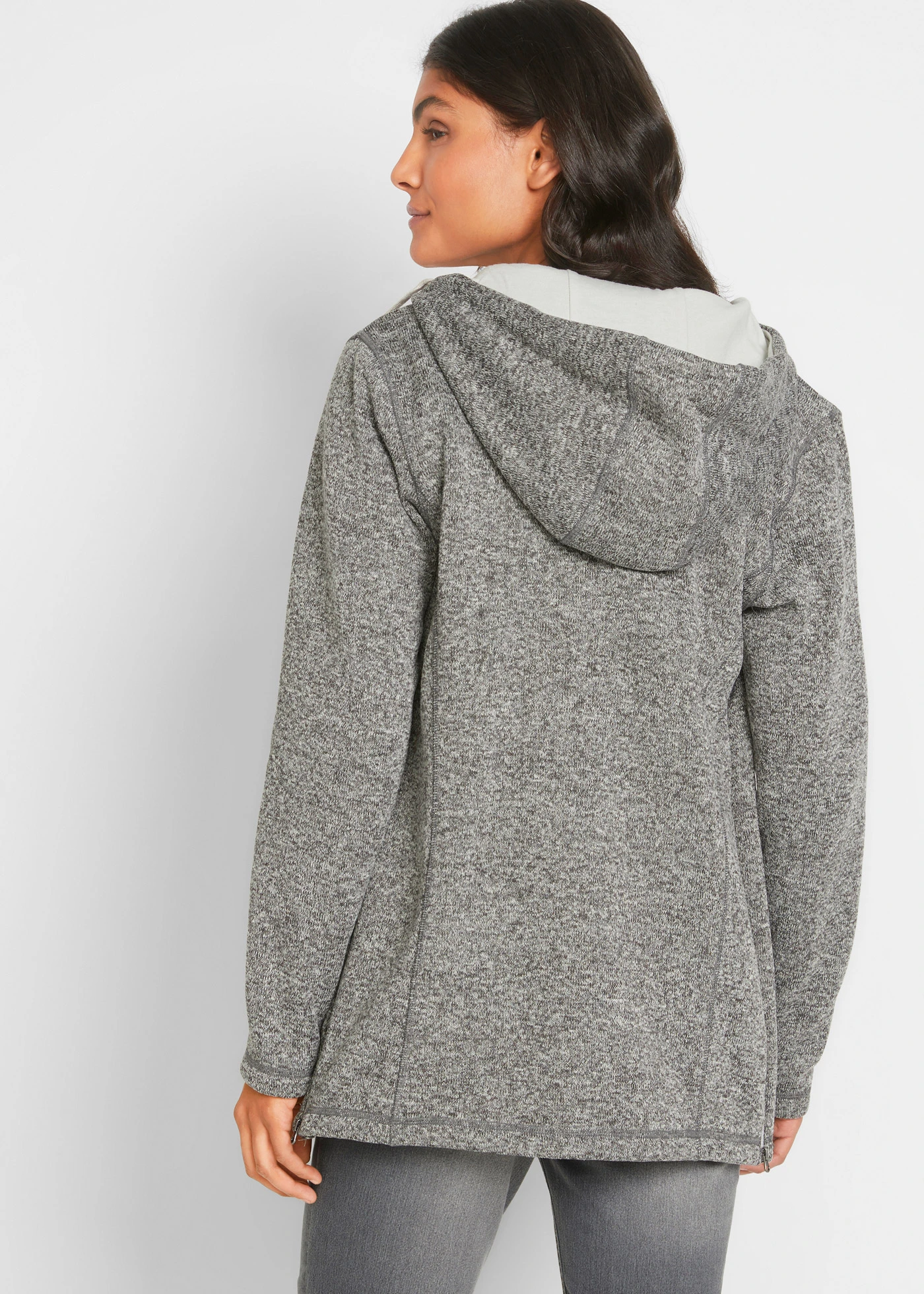 Těhotenská flísová bunda se vsadkou na nošení • břidlicově šedo-matně stříbrný melír • bonprix obchod