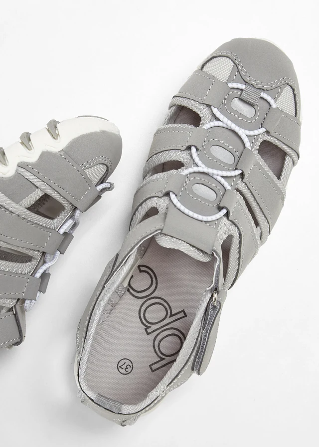 Sandales de randonnée à semelle crantée, Couleur: gris acier