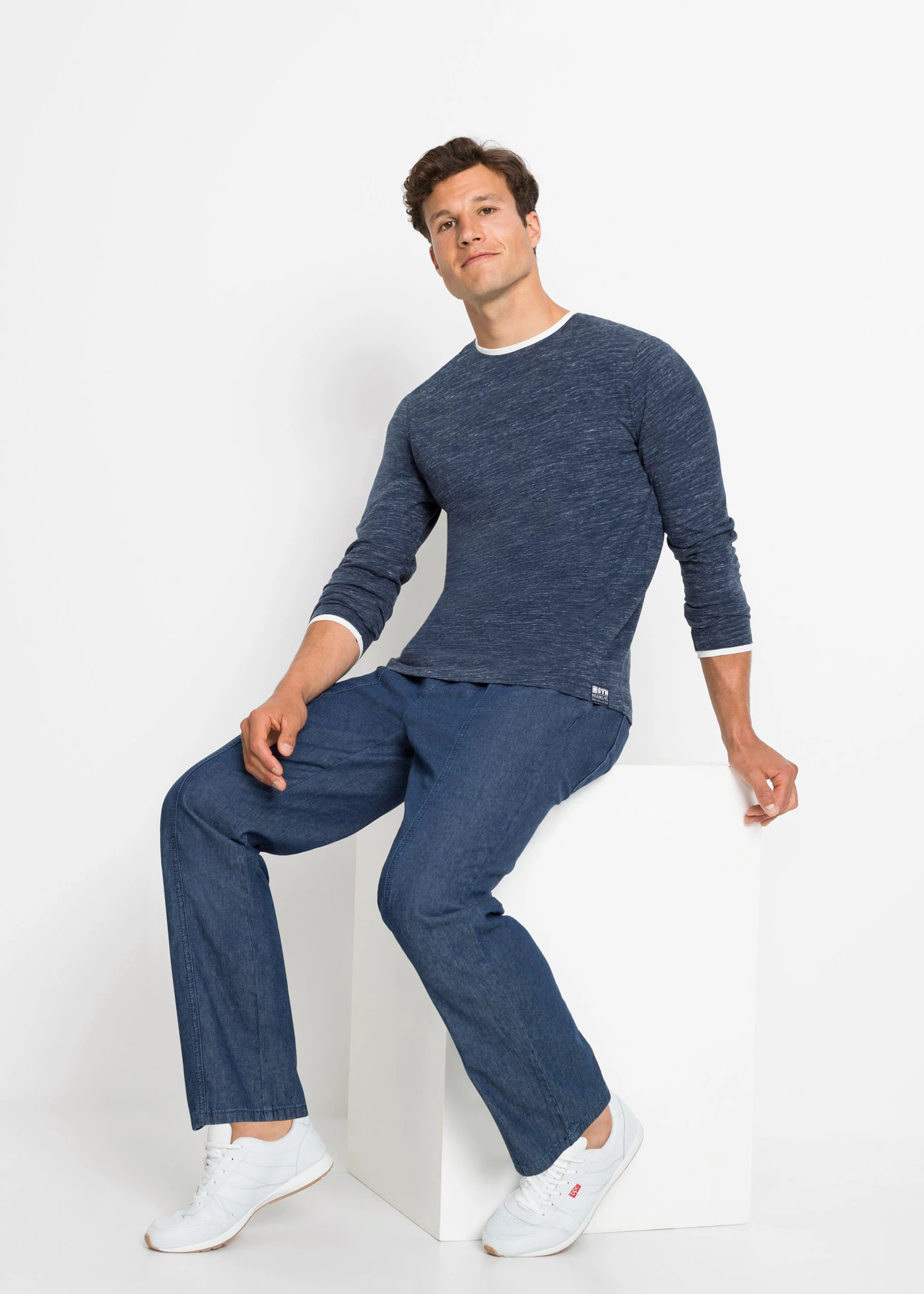 Lichte loose fit broek, straight • blauw • bonprix online shop
