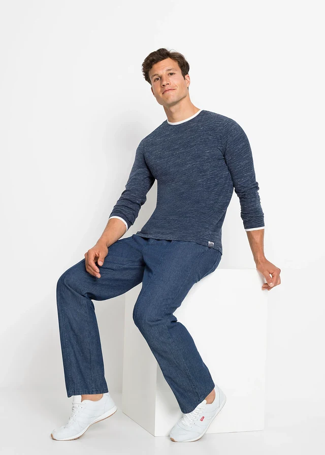 Lichte loose fit broek, straight • blauw • product-page.page-title-suffix
