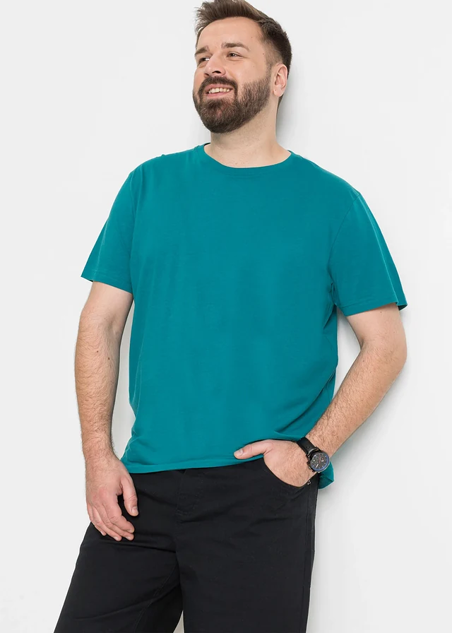 T-shirt (set van 3), Kleur: kobaltturkoois+rododendronrood+antraciet gemêleerd
