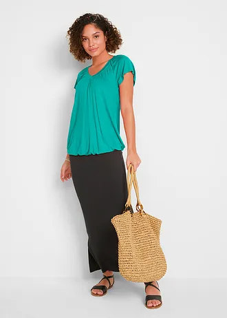 Shirt in een viscosemix, Kleur: smaragd