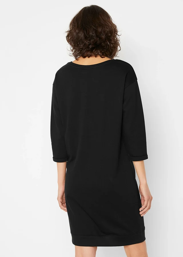Robe sweat manches 3/4, intérieur gratté doux • noir • product-page.page-title-suffix