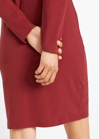 Žerzejové šaty zdůrazňující postavu (2 ks v balení) • antracitový melír + rubínově červená • bonprix obchod