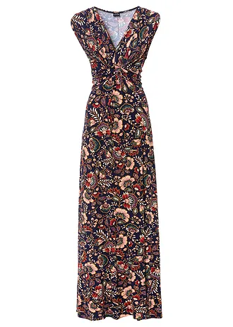 Robe longue en viscose extensible • bleu foncé floral • Boutique bonprix