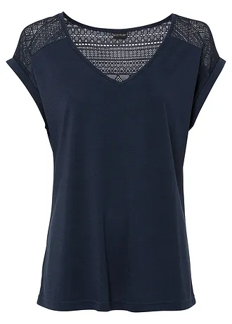 Shirt met kant in een viscosemix