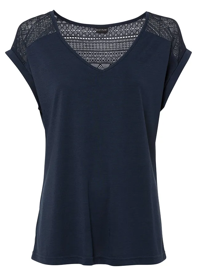 Shirt in een zachte viscosemix • donkerblauw • bonprix online shop