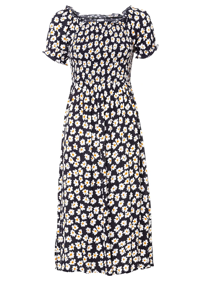 Gedessineerde midi jurk van pure viscose