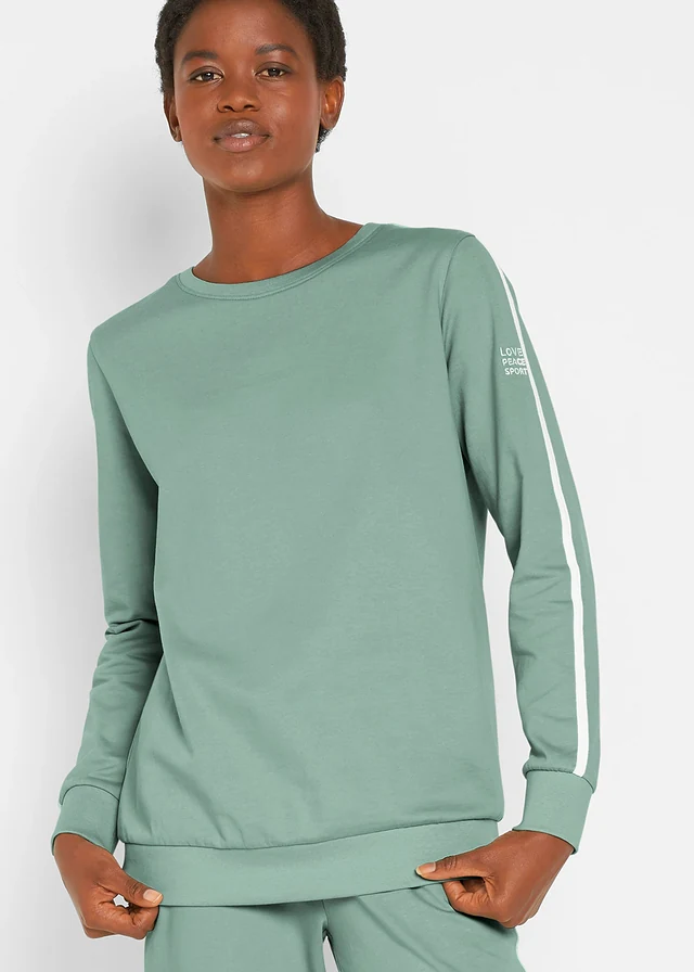 Joggingpak van katoen (2-dlg. set) • rookgroen met verticale streep • product-page.page-title-suffix
