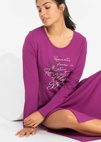 Dlouhá noční košile z čisté organické bavlny • fialová orchidej s potiskem • bonprix obchod
