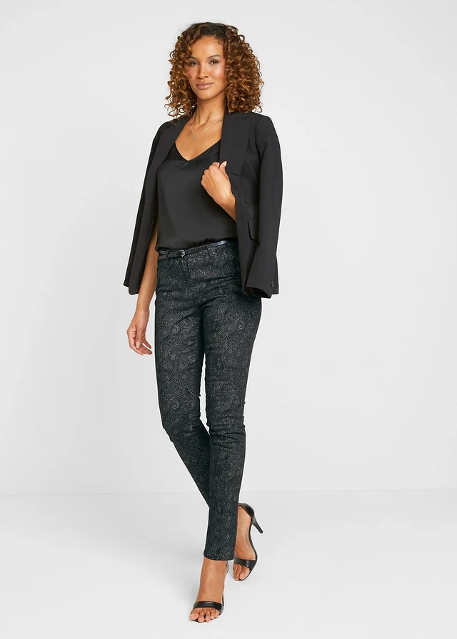 Twill broek met elegante print • zwart-rookgrijs paisley • product-page.page-title-suffix