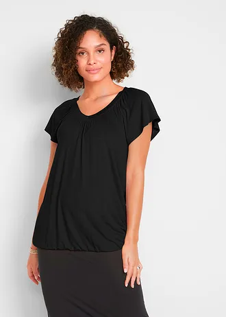 T-shirt en viscose extensible • noir • Boutique bonprix