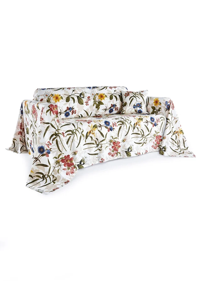Dessus de lit à motif floral, Couleur: beige