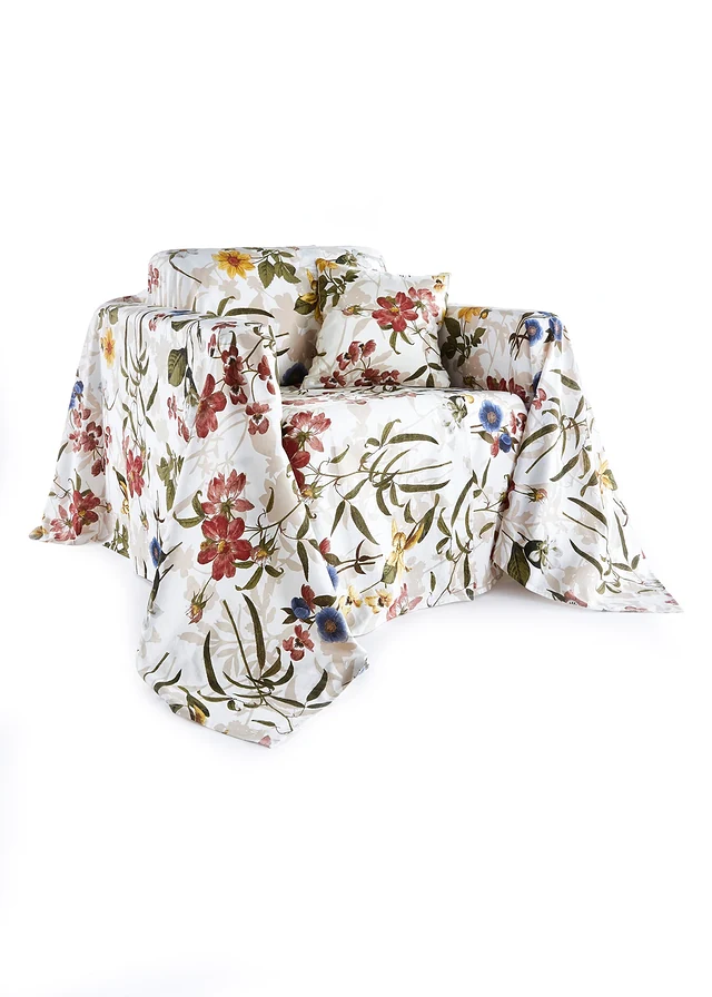 Dessus de lit à motif floral, Couleur: beige