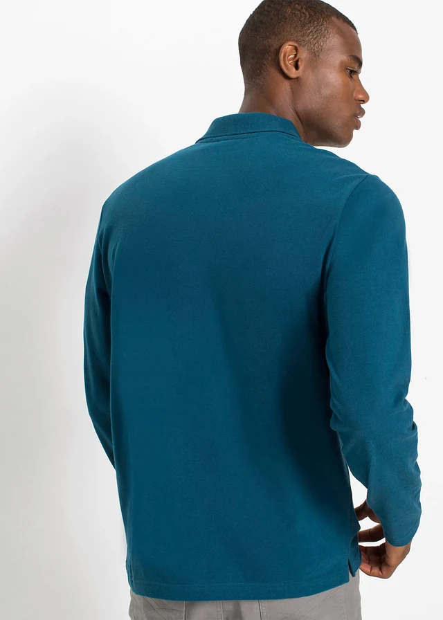 Polo en piqué, manches longues • bleu pétrole • product-page.page-title-suffix