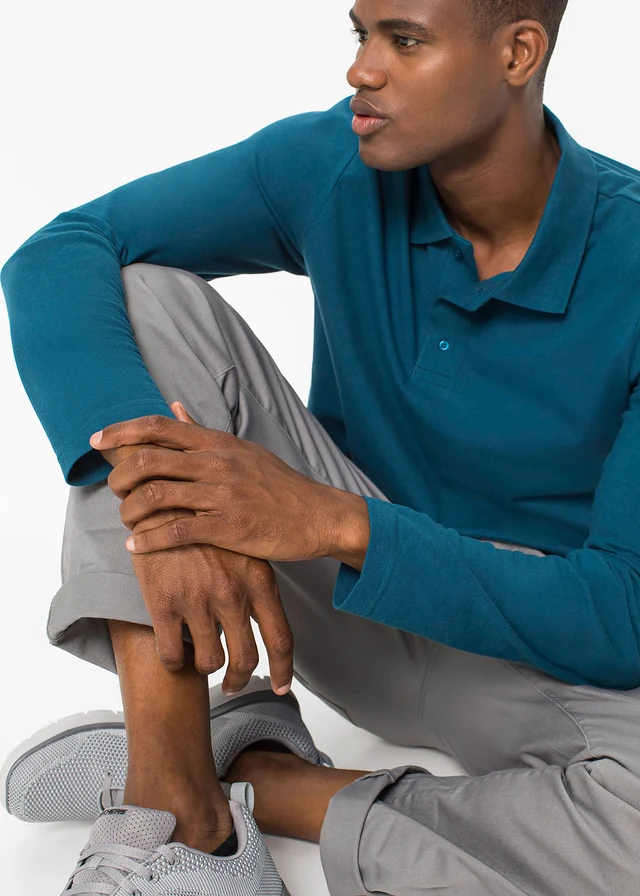 Polo en piqué, manches longues • bleu pétrole • product-page.page-title-suffix