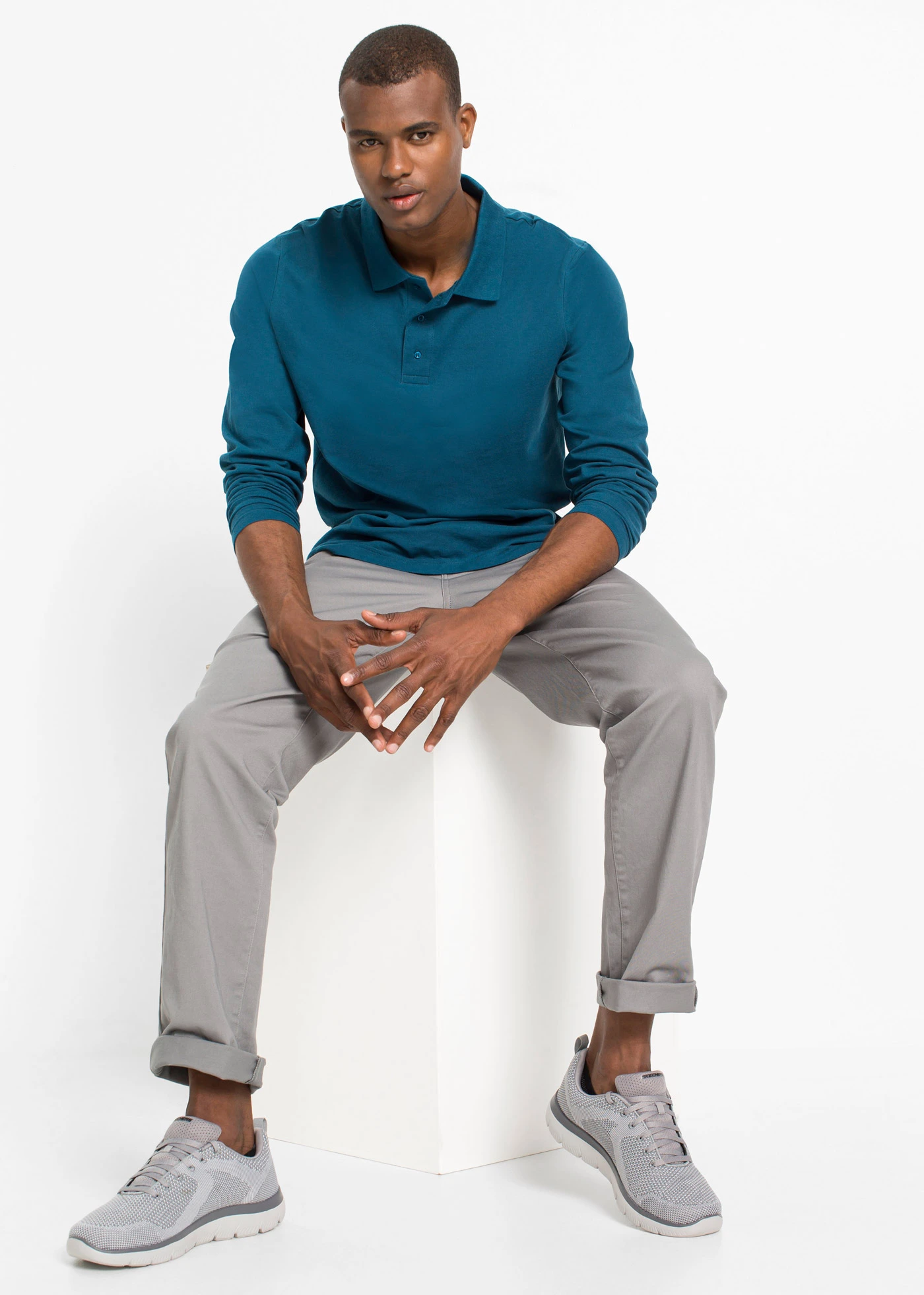 Hosszú ujjú piké pólóing • olajkék • bonprix áruház