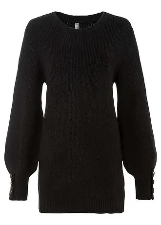 Pull long à boutons • noir • Boutique bonprix