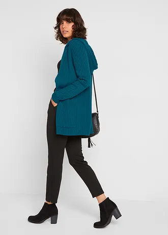 Pletený kabátek s kapucí • petrolejová • bonprix obchod