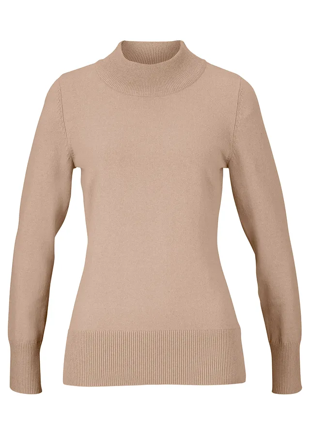 Pull en fine maille, Couleur: beige