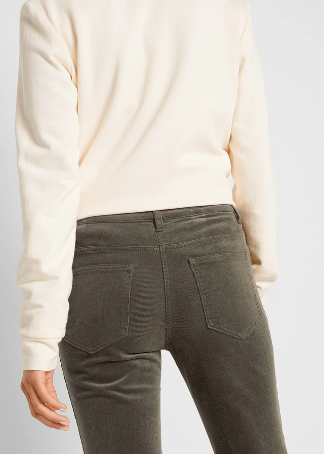 Stretch corduroy broek, bootcut • donkerolijfgroen • product-page.page-title-suffix