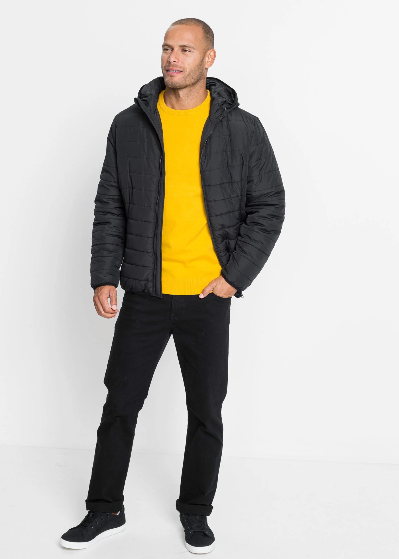 Gewatteerde jas van gerecycled polyester • zwart • bonprix online shop