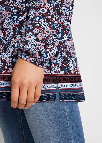 Tunique en jersey coton et viscose • bleu foncé-pêche fumé-rouge châtaigne-bleu gentiane-blanc cassé-bleu perle-rouge brun-noir • Boutique bonprix