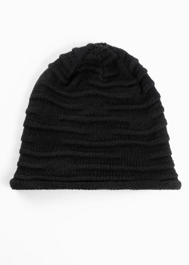 Nařasená čepice Beanie • černá • bonprix obchod