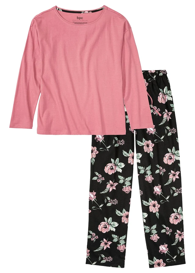 Pyjama en coton • rose/noir floral • product-page.page-title-suffix