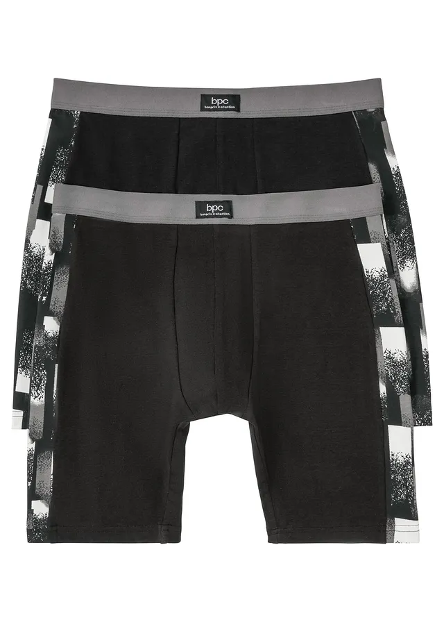 Lange boxershort met katoen (set van 2) • zwart gedessineerd • bonprix online shop