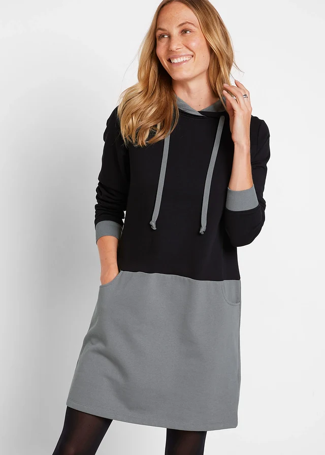 Robe en molleton, Couleur: gris-noir