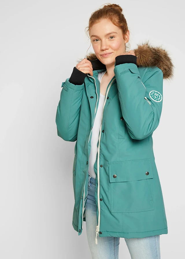 Parka outdoor imperméable avec capuche, Couleur: sauge fumé