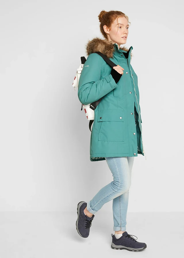 Parka outdoor imperméable avec capuche, Couleur: sauge fumé